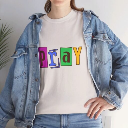 Pray Printed Tee - Unisex Heavy Cotton T-Shirt - Casual Wear - Religious tee - Image 136