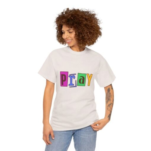 Pray Printed Tee - Unisex Heavy Cotton T-Shirt - Casual Wear - Religious tee - Image 147