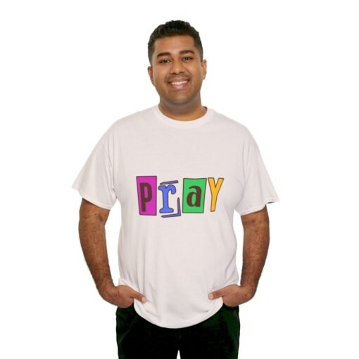 Pray Printed Tee - Unisex Heavy Cotton T-Shirt - Casual Wear - Religious tee - Image 153