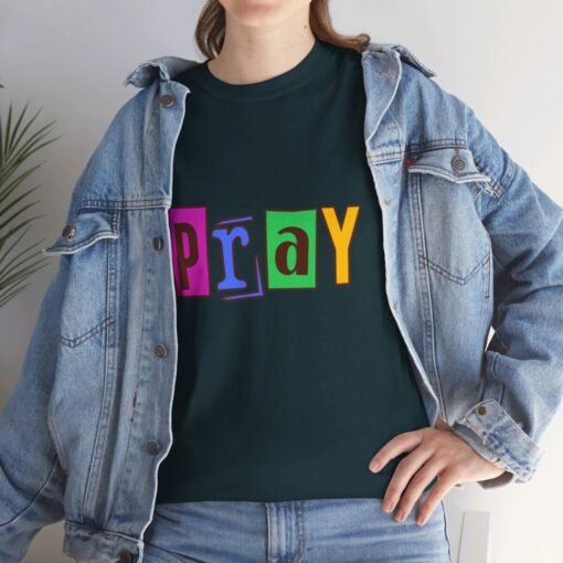 Pray Printed Tee - Unisex Heavy Cotton T-Shirt - Casual Wear - Religious tee - Image 325