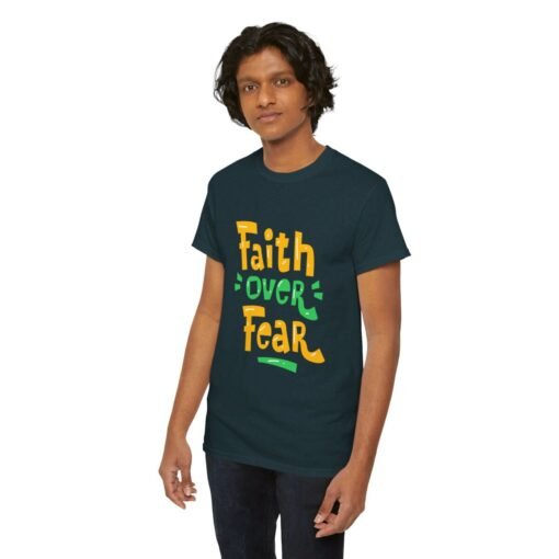 Faith Over Fear Printed Tee - Unisex Heavy Cotton T-Shirt - Casual Wear - Image 209