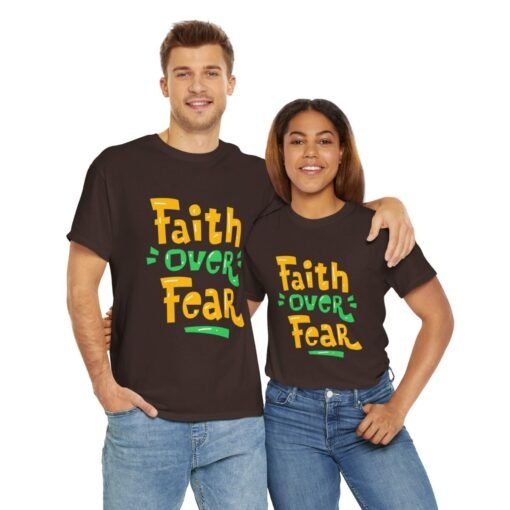 Faith Over Fear Printed Tee - Unisex Heavy Cotton T-Shirt - Casual Wear - Image 132