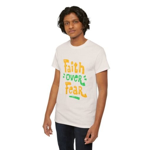 Faith Over Fear Printed Tee - Unisex Heavy Cotton T-Shirt - Casual Wear - Image 101