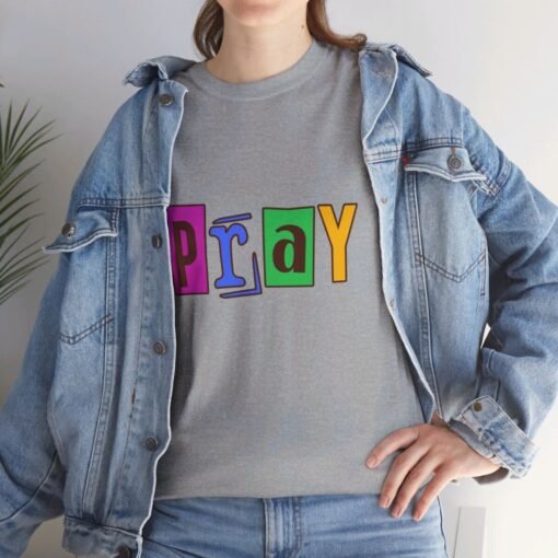 Pray Printed Tee - Unisex Heavy Cotton T-Shirt - Casual Wear - Religious tee - Image 190