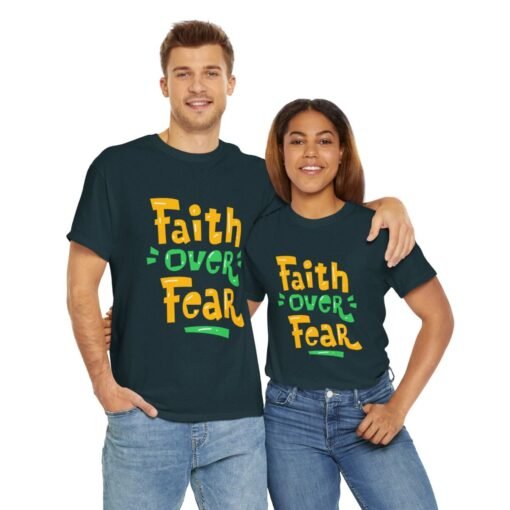 Faith Over Fear Printed Tee - Unisex Heavy Cotton T-Shirt - Casual Wear - Image 213