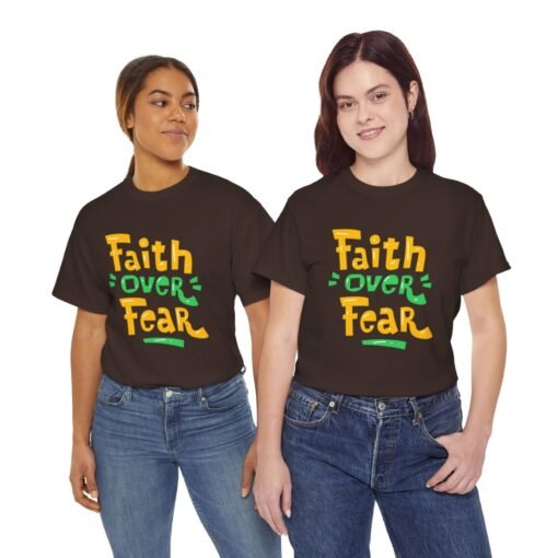 Faith Over Fear Printed Tee - Unisex Heavy Cotton T-Shirt - Casual Wear - Image 133