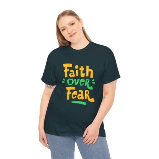 Faith Over Fear Printed Tee - Unisex Heavy Cotton T-Shirt - Casual Wear - Image 202