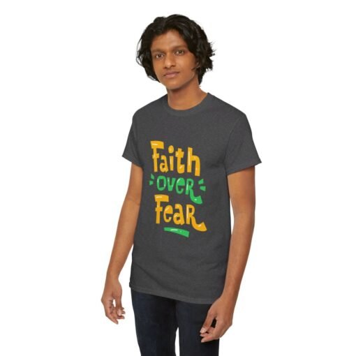 Faith Over Fear Printed Tee - Unisex Heavy Cotton T-Shirt - Casual Wear - Image 182