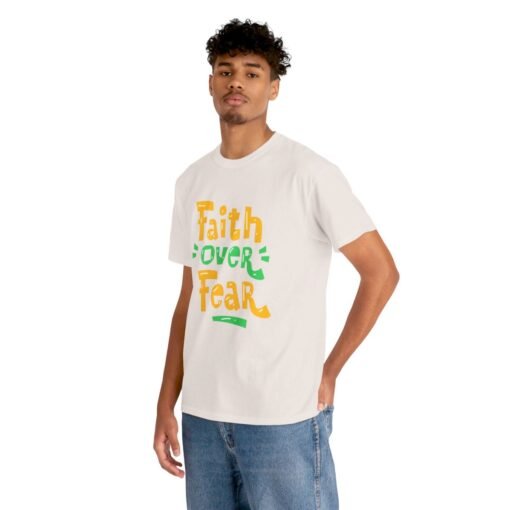 Faith Over Fear Printed Tee - Unisex Heavy Cotton T-Shirt - Casual Wear - Image 96