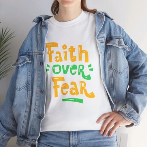 Faith Over Fear Printed Tee - Unisex Heavy Cotton T-Shirt - Casual Wear - Image 28