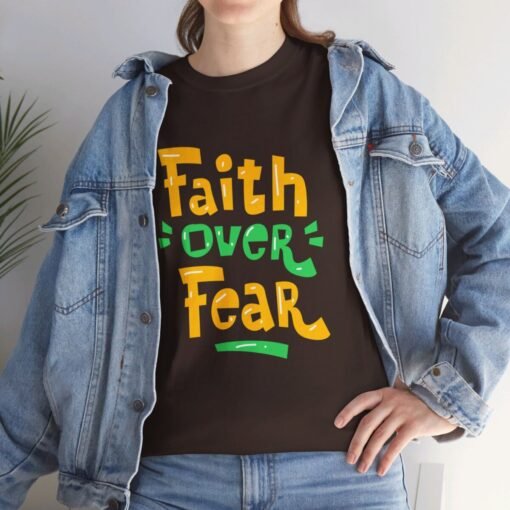 Faith Over Fear Printed Tee - Unisex Heavy Cotton T-Shirt - Casual Wear - Image 109