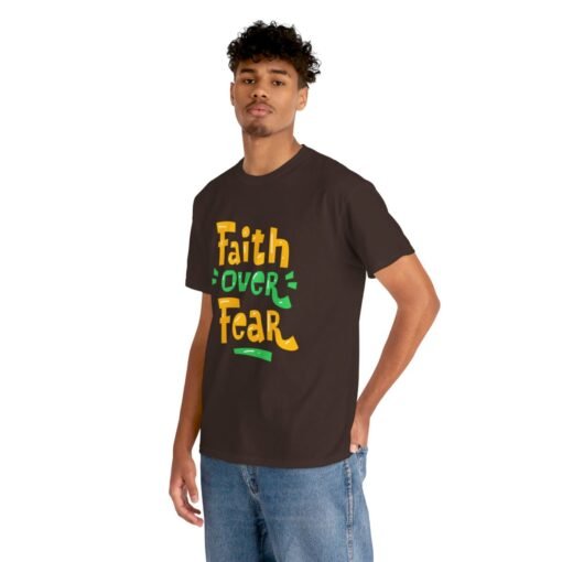 Faith Over Fear Printed Tee - Unisex Heavy Cotton T-Shirt - Casual Wear - Image 123