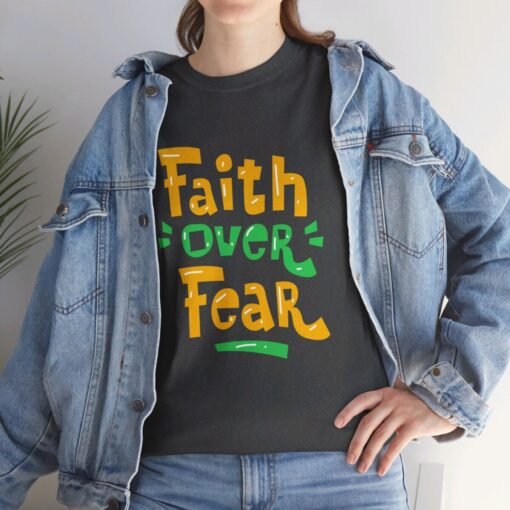 Faith Over Fear Printed Tee - Unisex Heavy Cotton T-Shirt - Casual Wear - Image 163