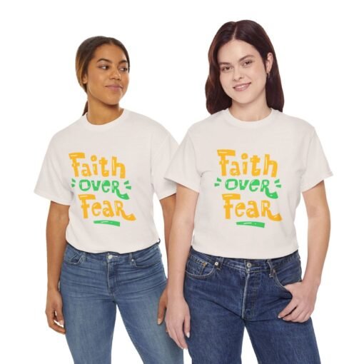 Faith Over Fear Printed Tee - Unisex Heavy Cotton T-Shirt - Casual Wear - Image 106