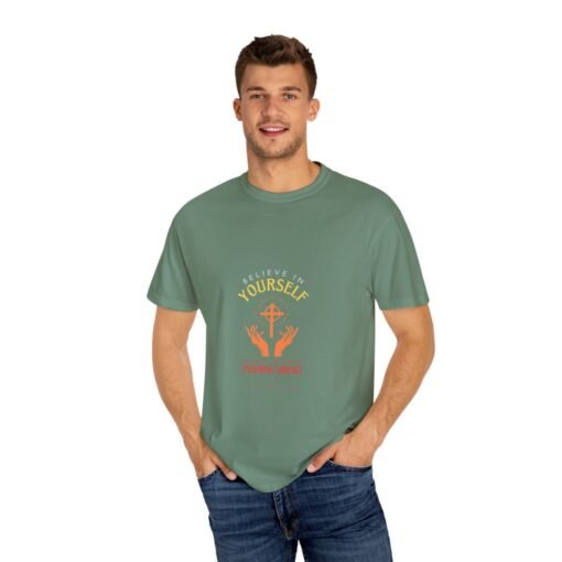 Inspirational Unisex Garment-Dyed T-Shirt - "Yourself and Keep Pushing Ahead" - Image 24