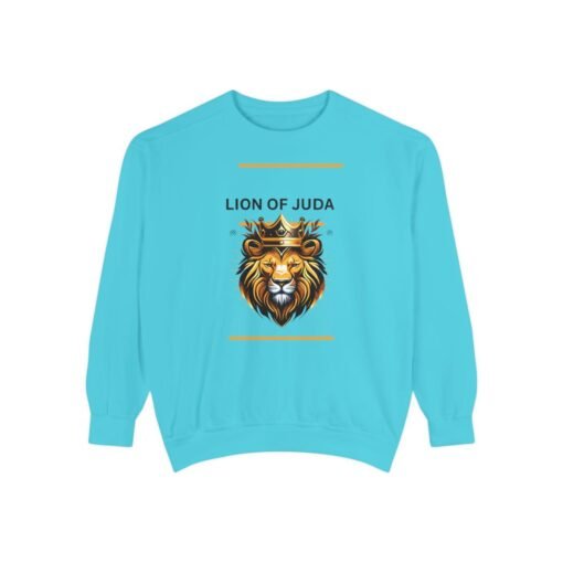 Unisex Garment-Dyed Sweatshirt - 'Lion of Juda' Design for Comfort and Style - Image 25