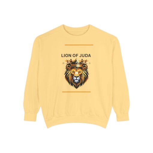 Unisex Garment-Dyed Sweatshirt - 'Lion of Juda' Design for Comfort and Style - Image 13