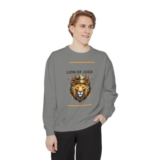 Unisex Garment-Dyed Sweatshirt - 'Lion of Juda' Design for Comfort and Style - Image 19