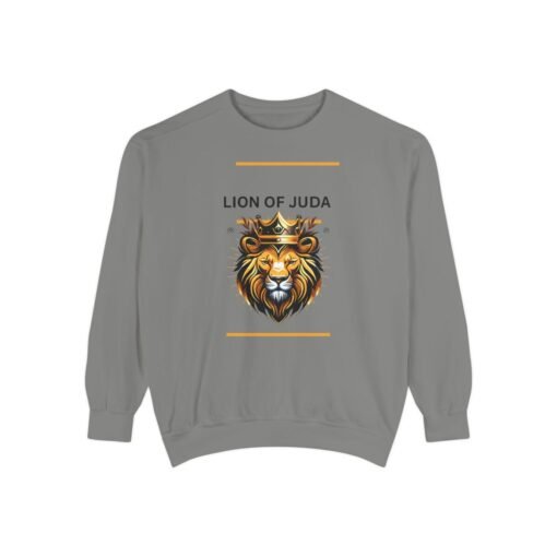 Unisex Garment-Dyed Sweatshirt - 'Lion of Juda' Design for Comfort and Style - Image 17