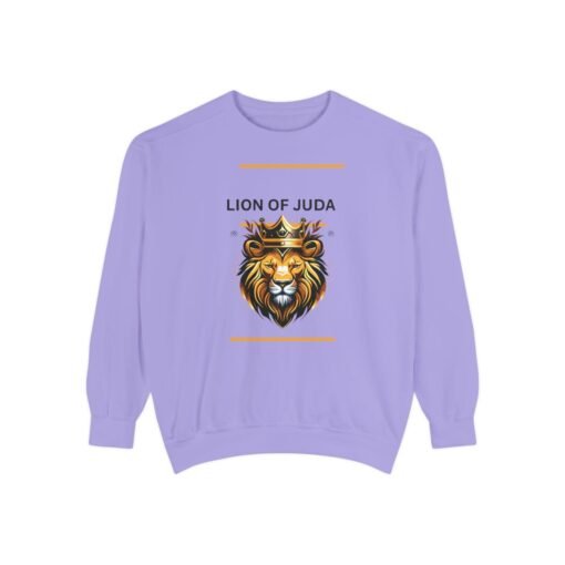 Unisex Garment-Dyed Sweatshirt - 'Lion of Juda' Design for Comfort and Style - Image 29