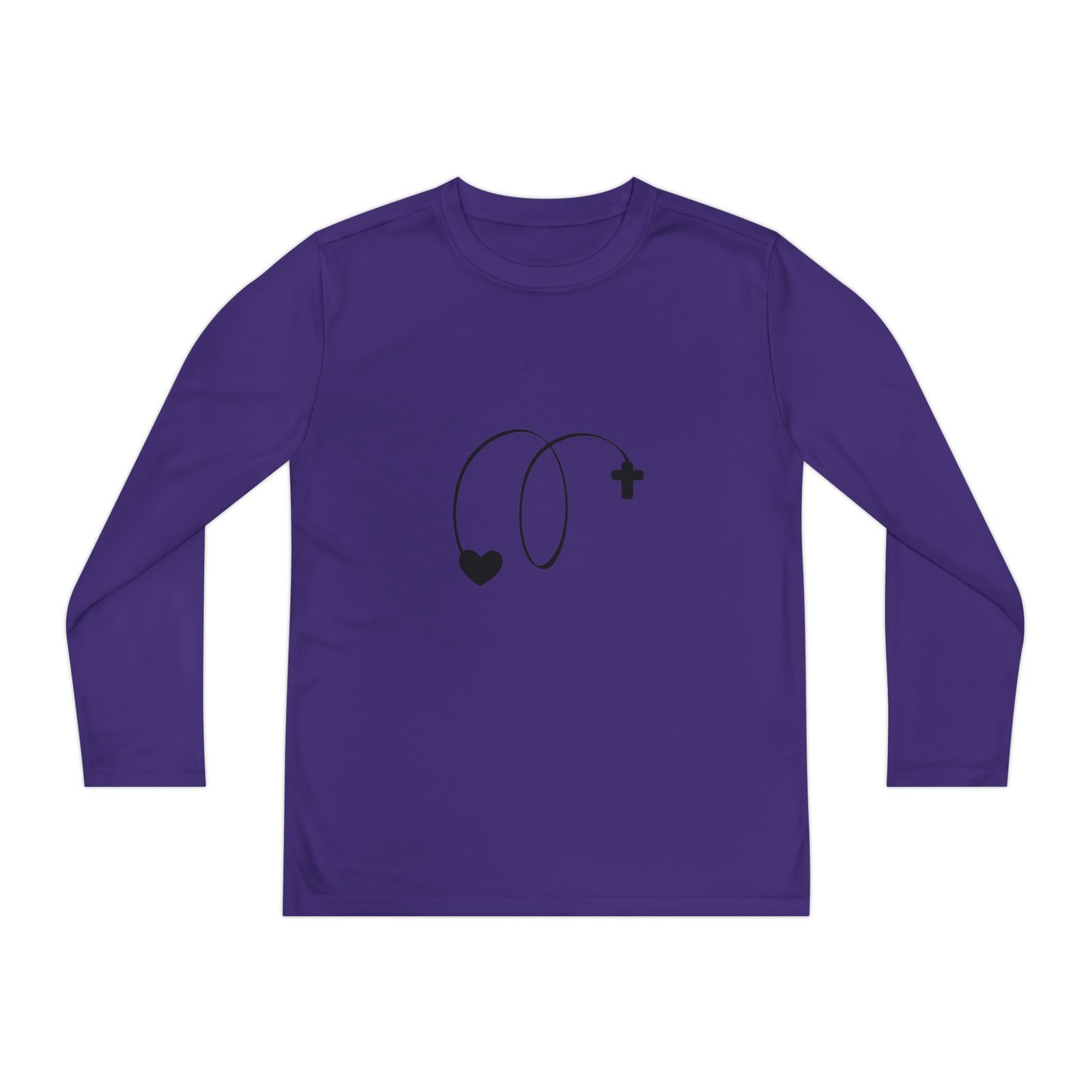 Sport-Tek Youth PosiCharge Long Sleeve Tee - Purple, Size L, Moisture-Wicking Performance Shirt