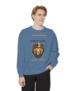Unisex Garment-Dyed Sweatshirt - 'Lion of Juda' Design for Comfort and Style