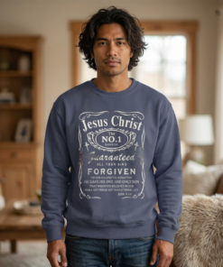 Christian Sweatshirt — “Jesus Christ No.1 Savior” Vintage Forgiven Crewneck