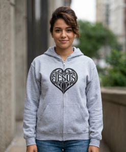 Heart Dagger Zip Hoodie – Gothic Heartline Full-Zip Sweatshirt
