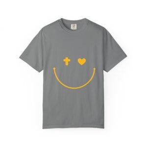 12240693575636869872_2048.jpeg Cross and Heart Smiley Face Christian T-Shirt