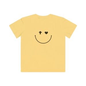3096323781978618950_2048.jpeg Cross and Heart Smiley Face Kids Christian Jersey T-Shirt