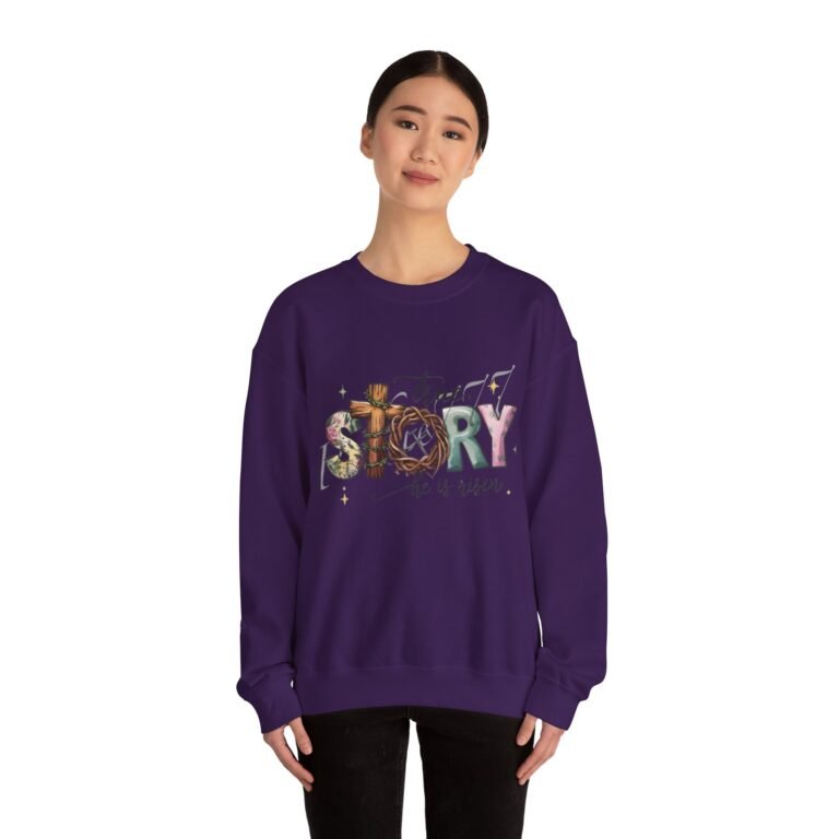 5938547711675520589_2048.jpeg He Is Risen Easter Cross Christian Sweatshirt