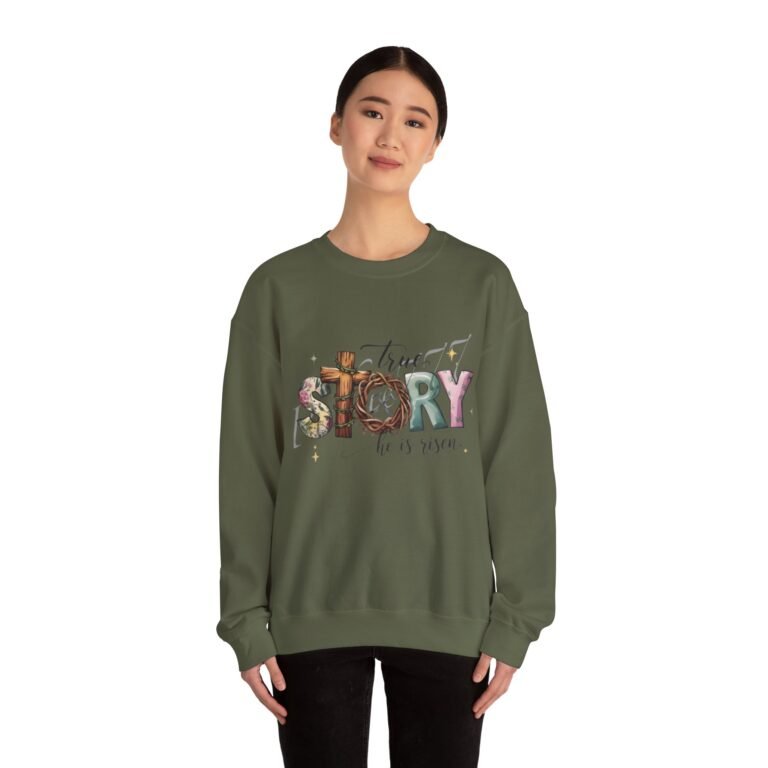 6965067141320332223_2048.jpeg He Is Risen Easter Cross Christian Sweatshirt