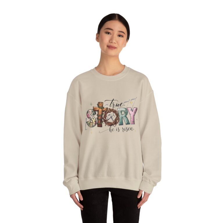 8886239683585564813_2048.jpeg He Is Risen Easter Cross Christian Sweatshirt